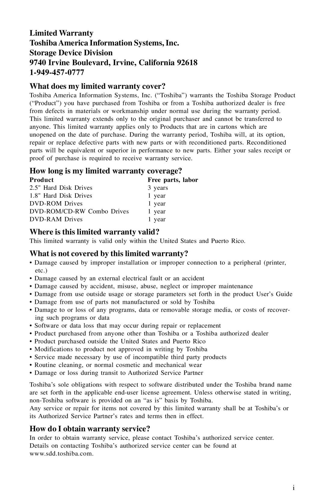 Toshiba 1202kit installation instructions Where is this limited warranty valid? 