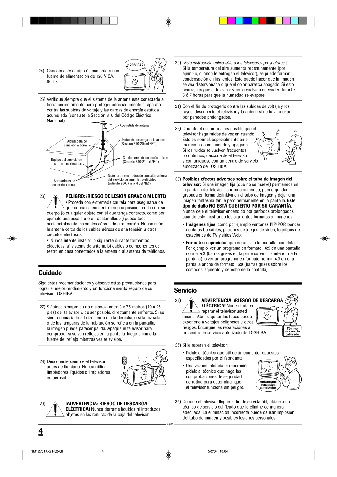 Toshiba 13A24 manual Cuidado 