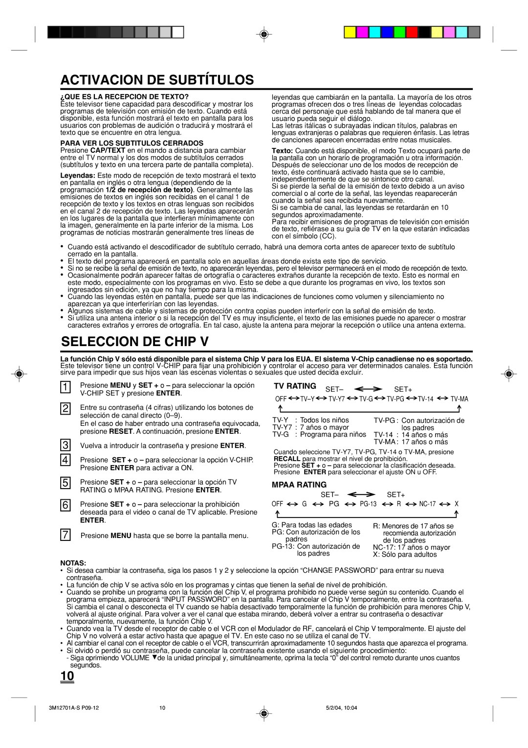 Toshiba 13A24 manual Activacion DE Subtítulos, Seleccion DE Chip, ¿QUE ES LA Recepcion DE TEXTO?, Notas 