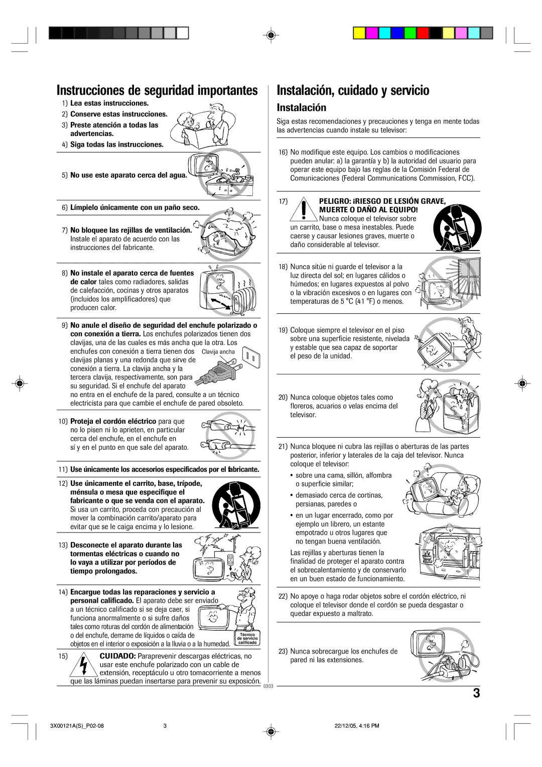 Toshiba 13A26 manual Instalación, cuidado y servicio 