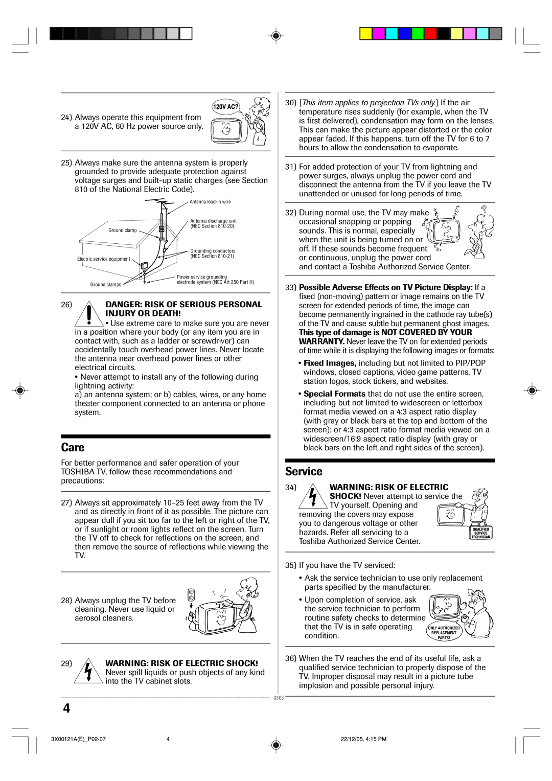 Toshiba 13A26 manual Care 