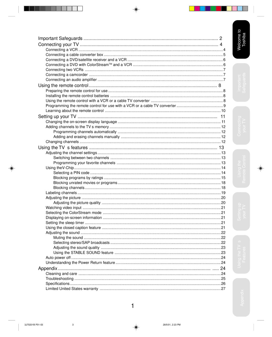 Toshiba 14AF41 appendix Important Safeguards Connecting your TV 