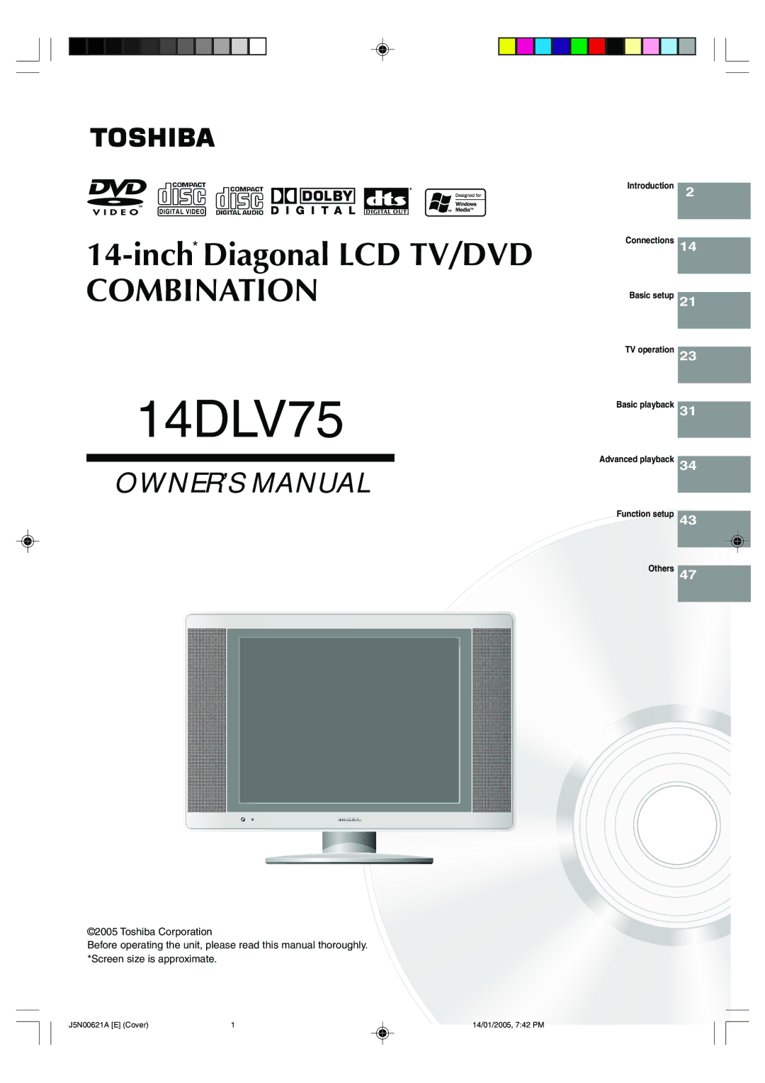 Toshiba 14DLV75 owner manual 