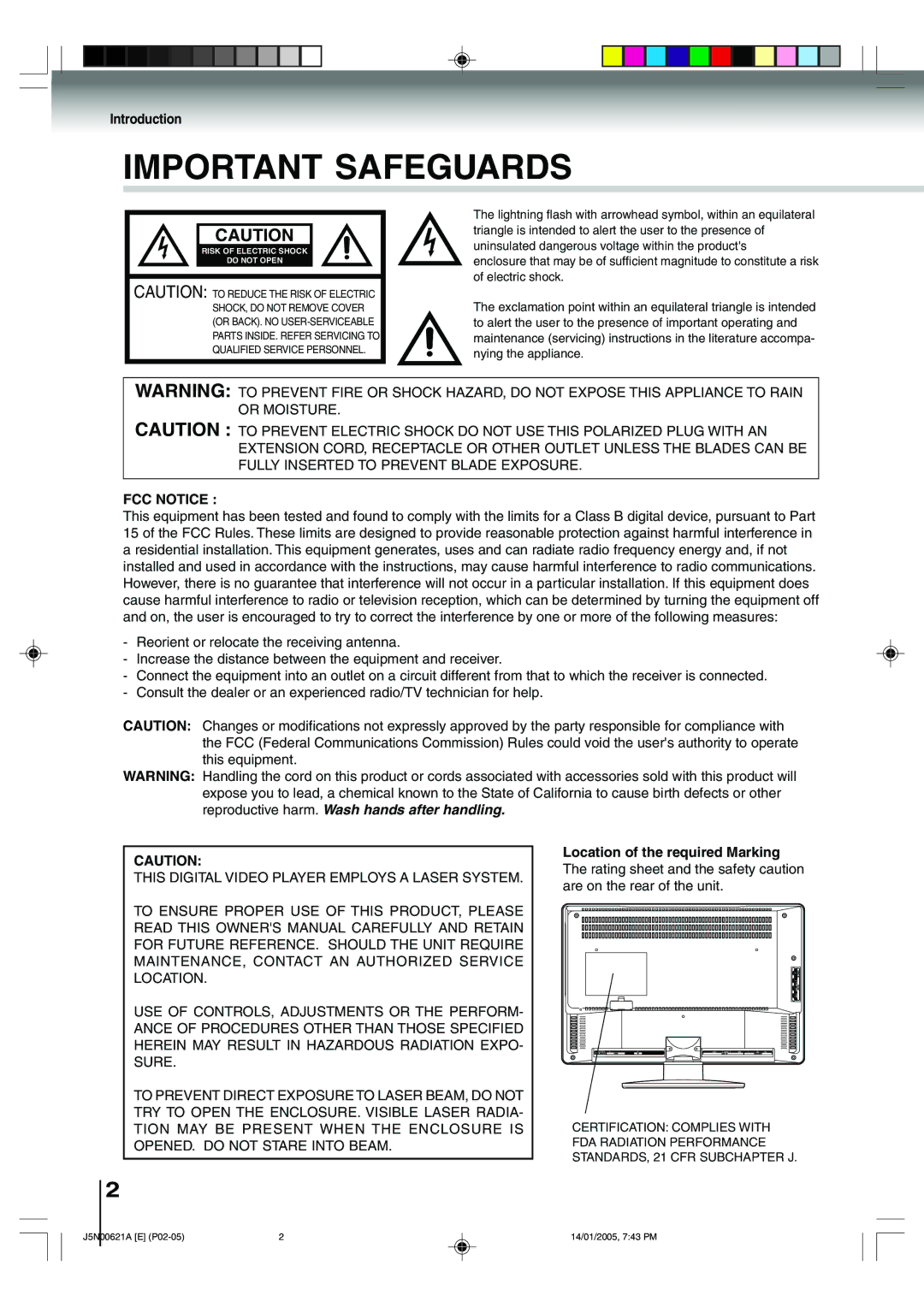 Toshiba 14DLV75 owner manual Introduction, FCC Notice 