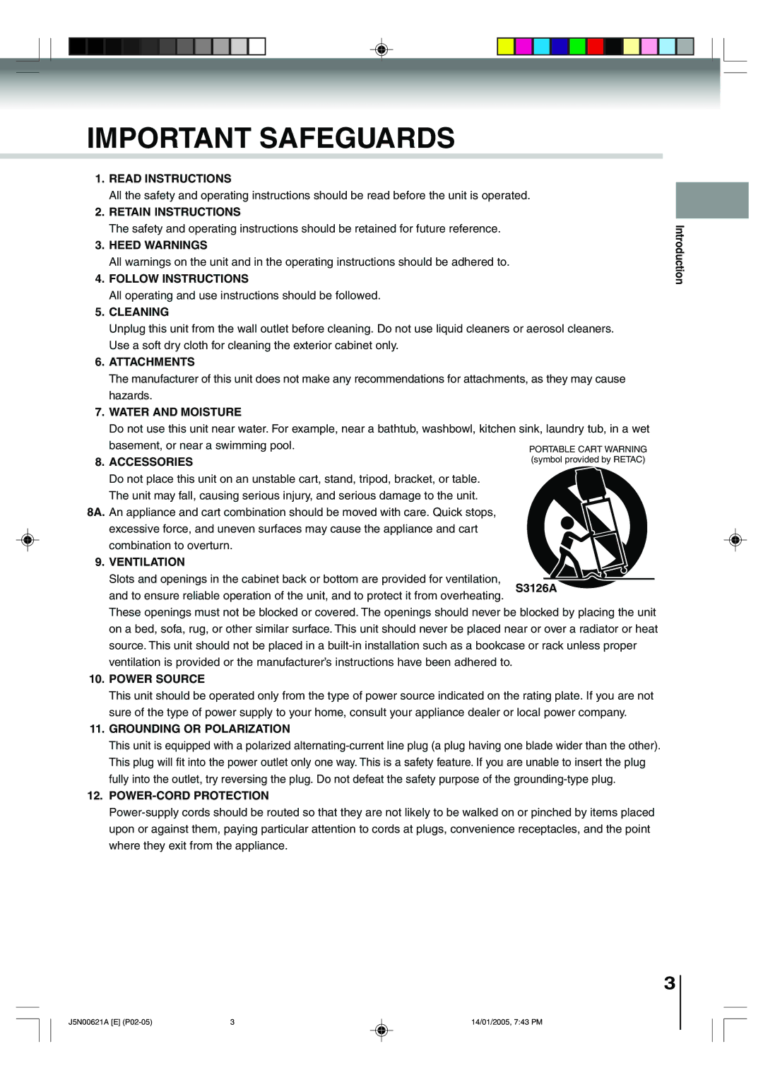 Toshiba 14DLV75 Read Instructions, Retain Instructions, Heed Warnings, Follow Instructions, Cleaning, Attachments 