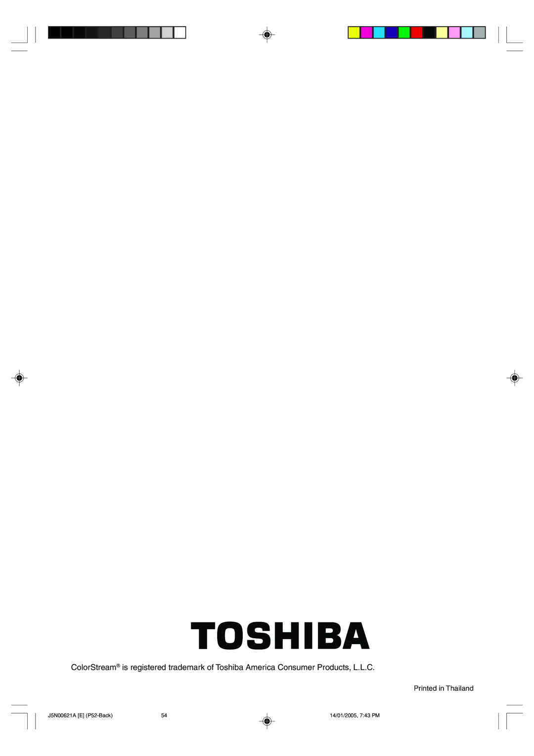 Toshiba 14DLV75 owner manual J5N00621A E P52-Back 14/01/2005, 743 PM 