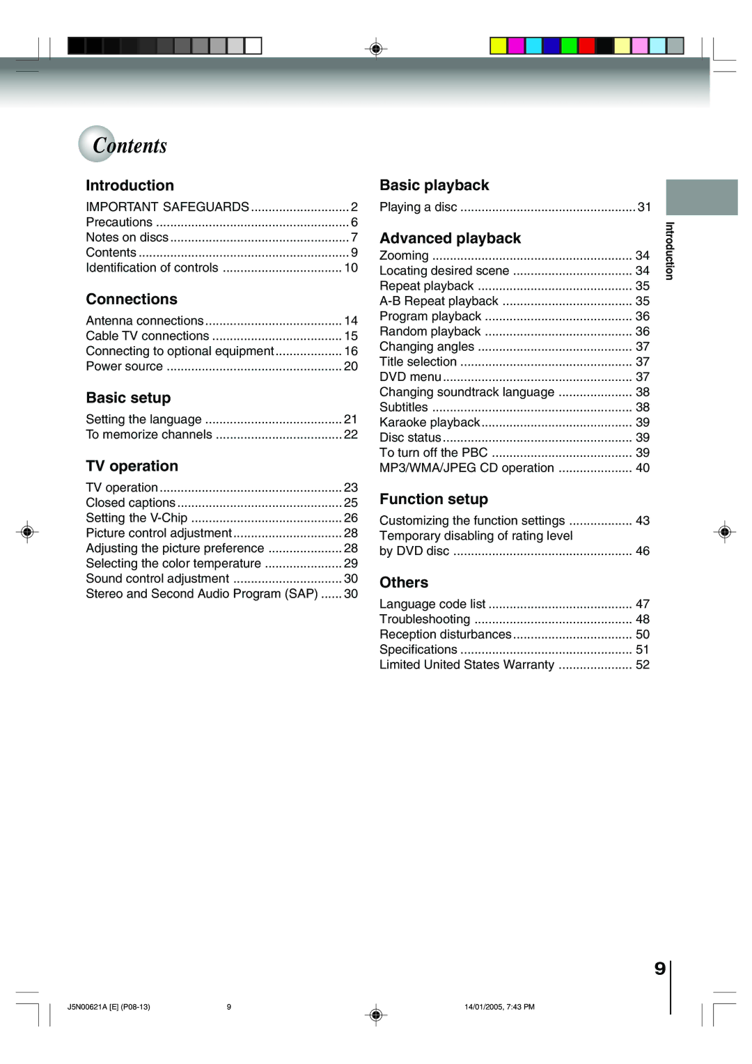 Toshiba 14DLV75 owner manual Contents 