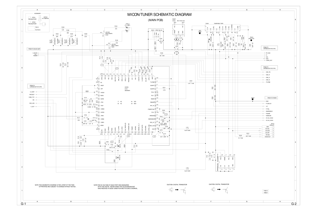 Toshiba 14N21NS Accessory, R03AB2PXGPI, Adres, Btl Bpl Sda Scl Agc, Reset, Vcc Gnd, Led Sw, From/To, Amute, Rfagc, AV1 AV2 