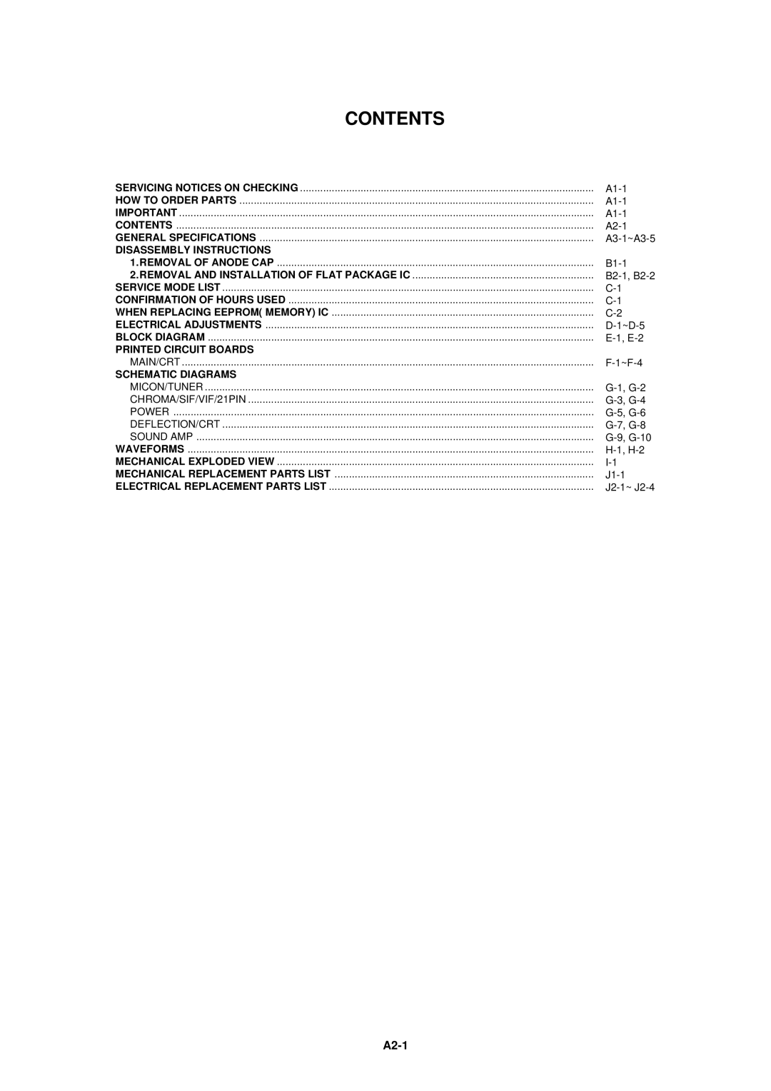 Toshiba 14N21NS service manual Contents 