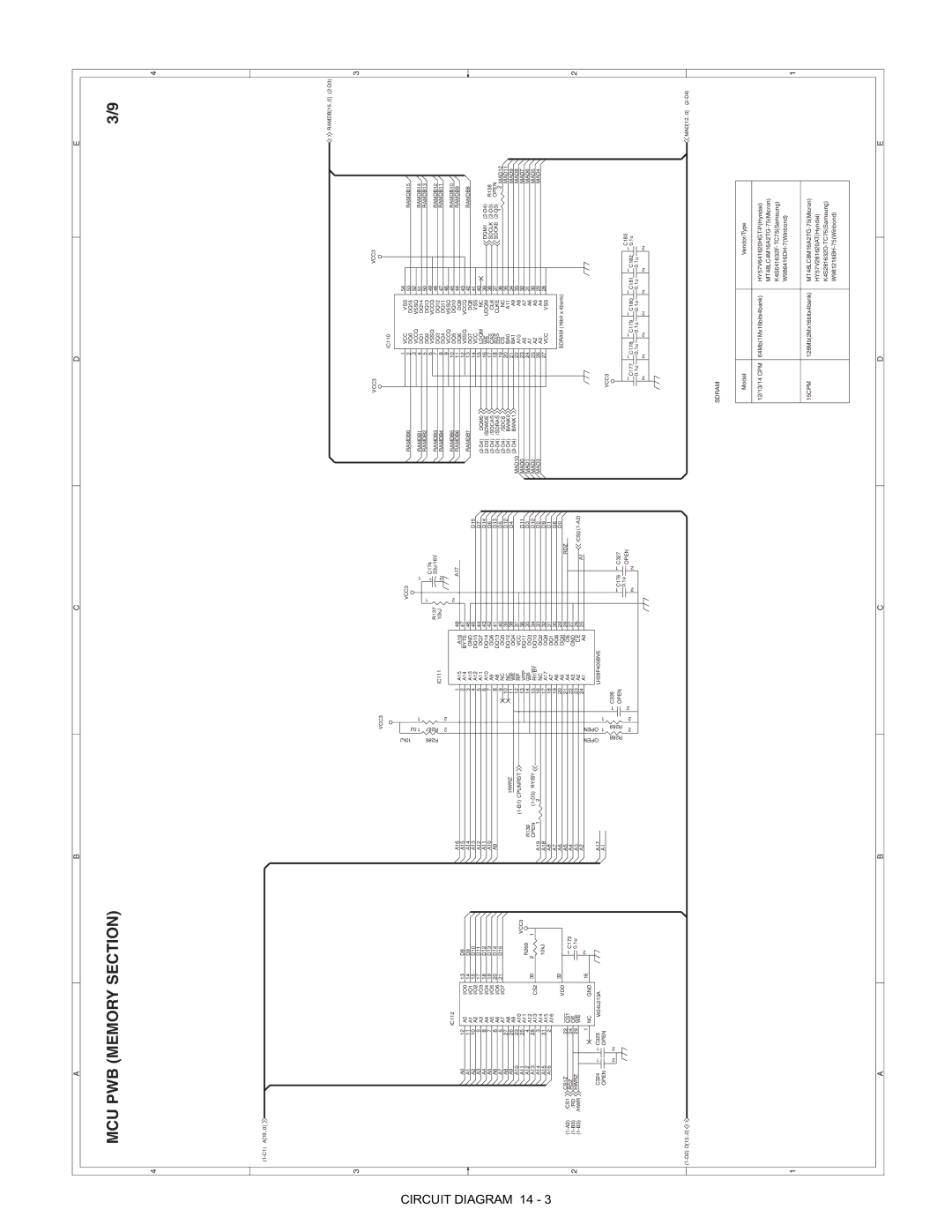 Toshiba 150, [DP-1210, 1510], e-STUDIO120 manual MCU PWB Memory Section 