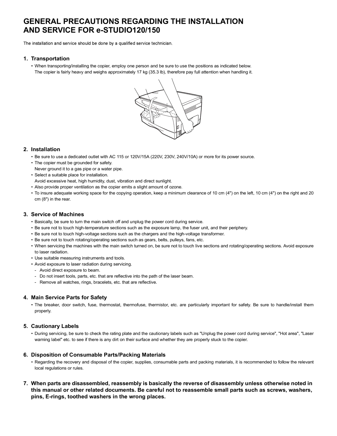 Toshiba e-STUDIO120, 150, [DP-1210, 1510] manual $ % +-#, #!&01!#, 10$ 