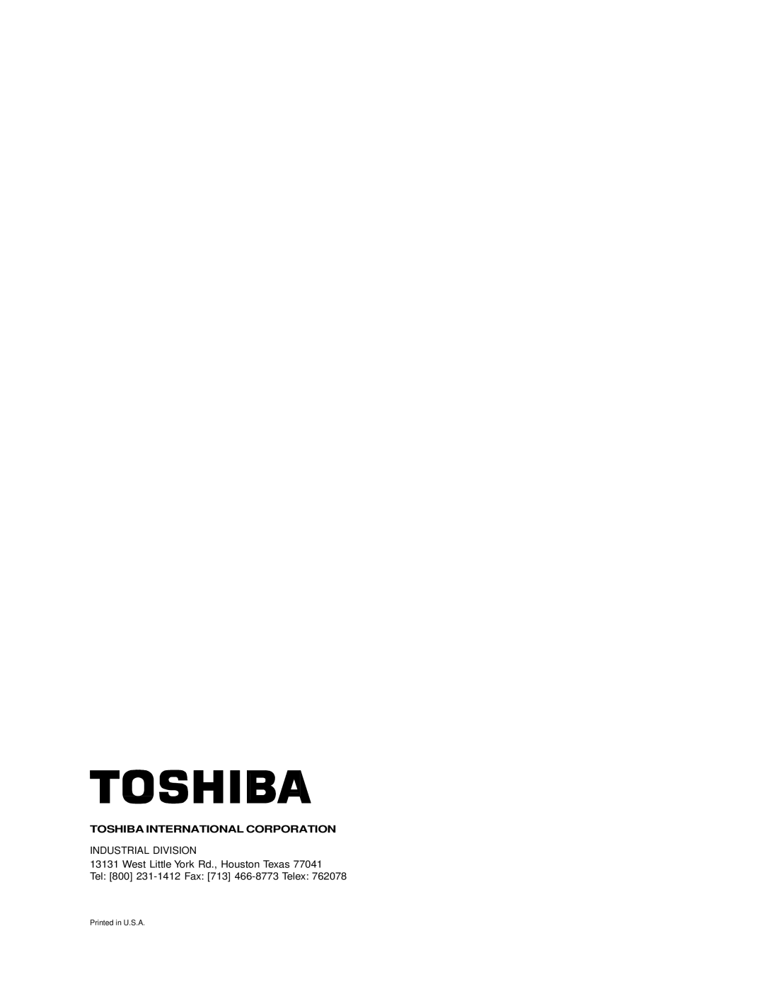 Toshiba 1500 Plus manual Toshiba International Corporation 