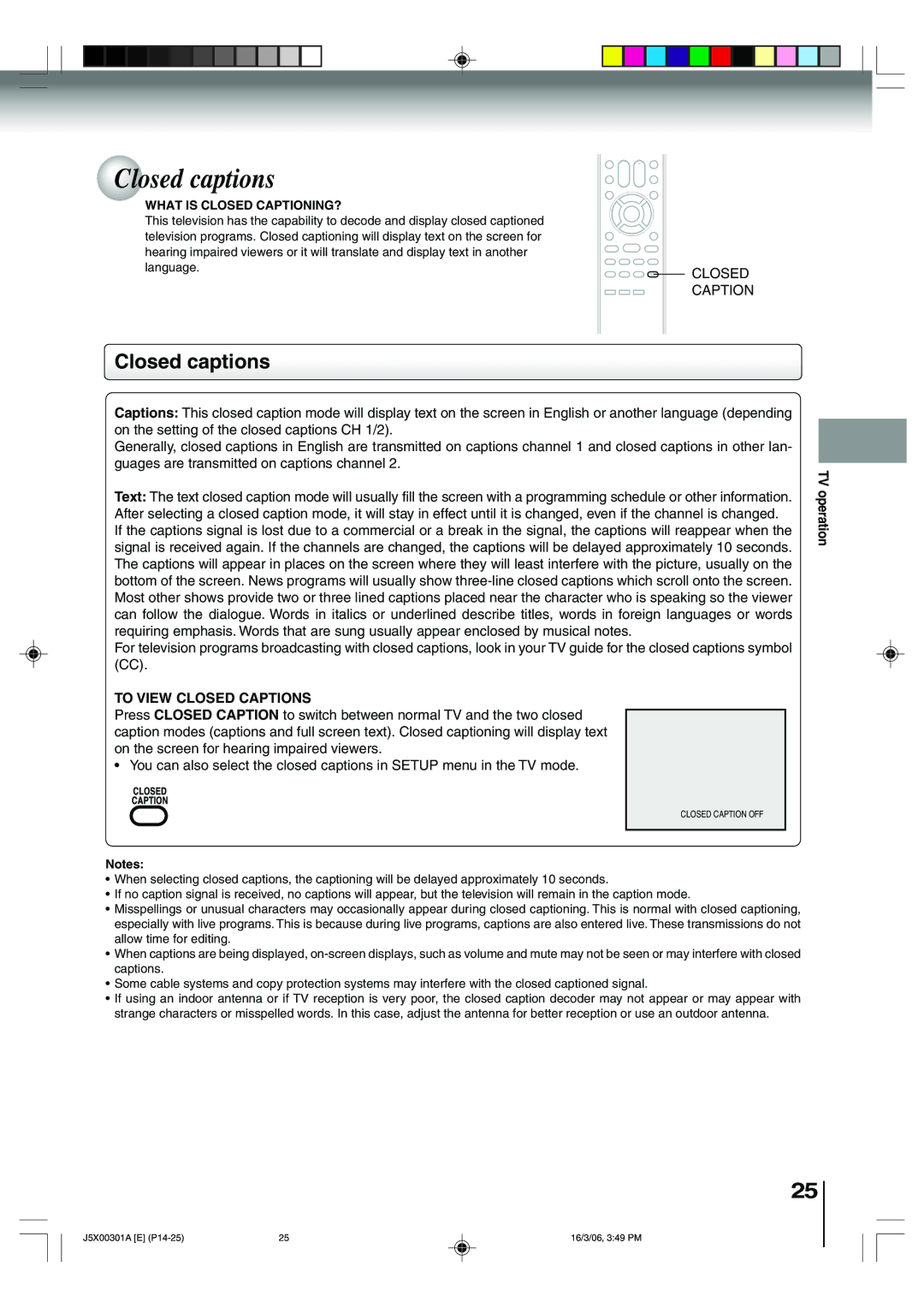 Toshiba 15DLV16 owner manual Closed captions, To View Closed Captions, What is Closed CAPTIONING?, TV operation 