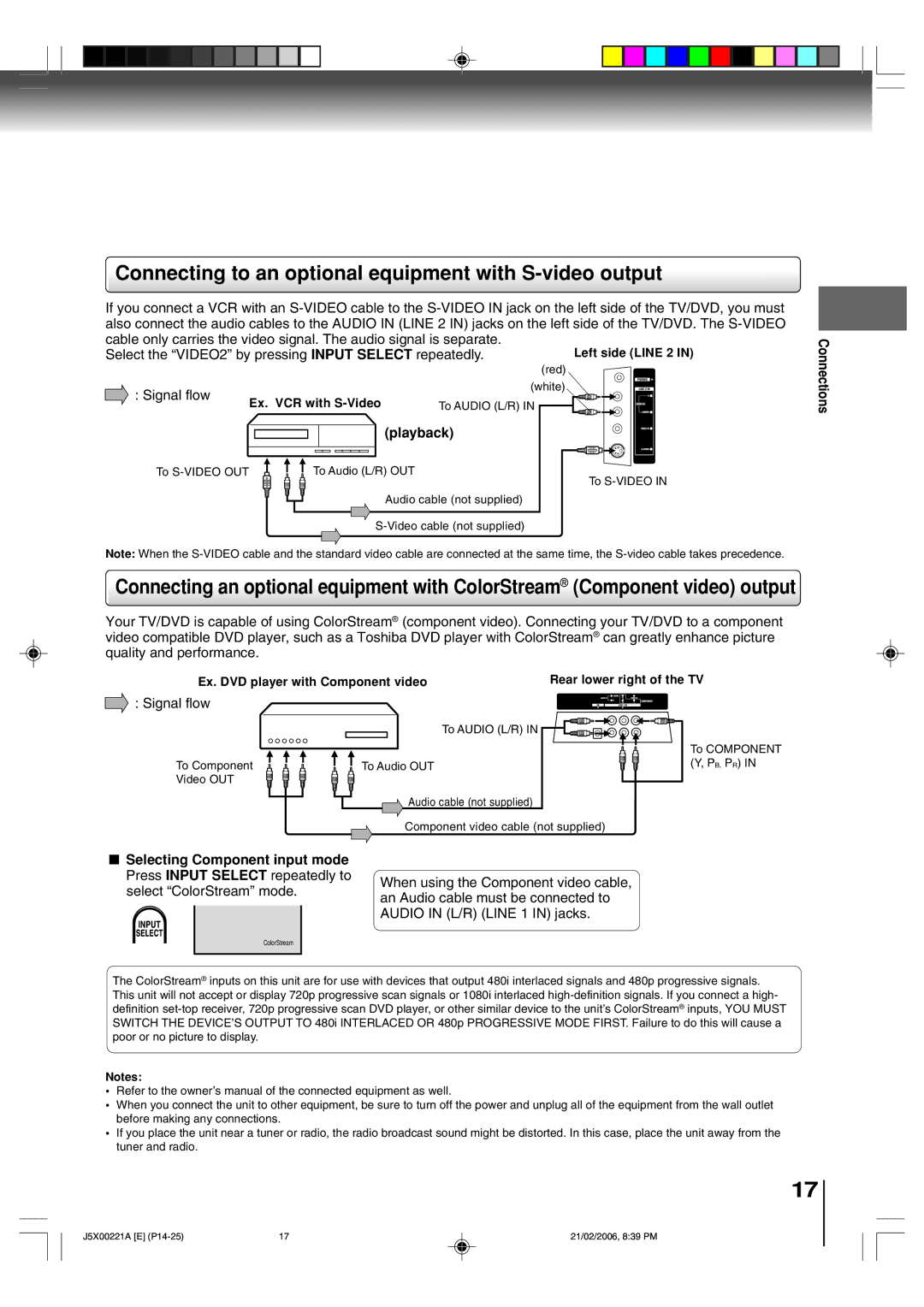 Toshiba 15DLV76 owner manual Connecting to an optional equipment with S-video output, Playback, Ex. VCR with S-Video 