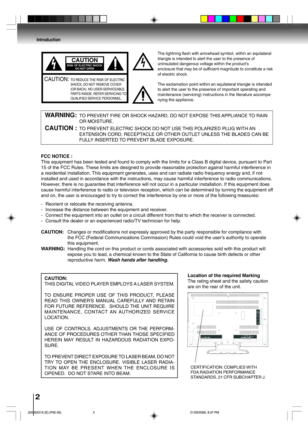 Toshiba 15DLV76 owner manual Introduction, FCC Notice 