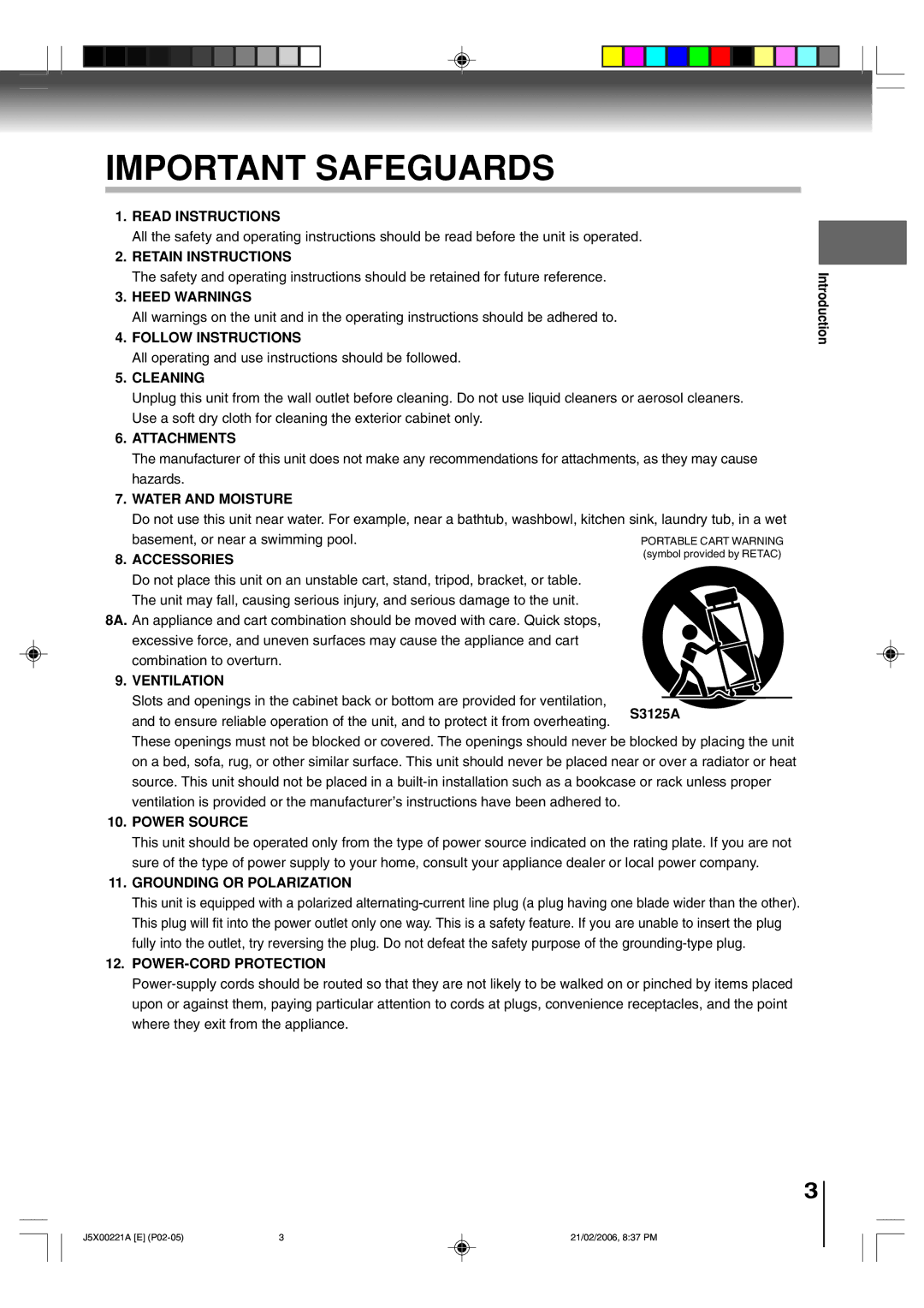 Toshiba 15DLV76 Read Instructions, Retain Instructions, Heed Warnings, Follow Instructions, Cleaning, Attachments 