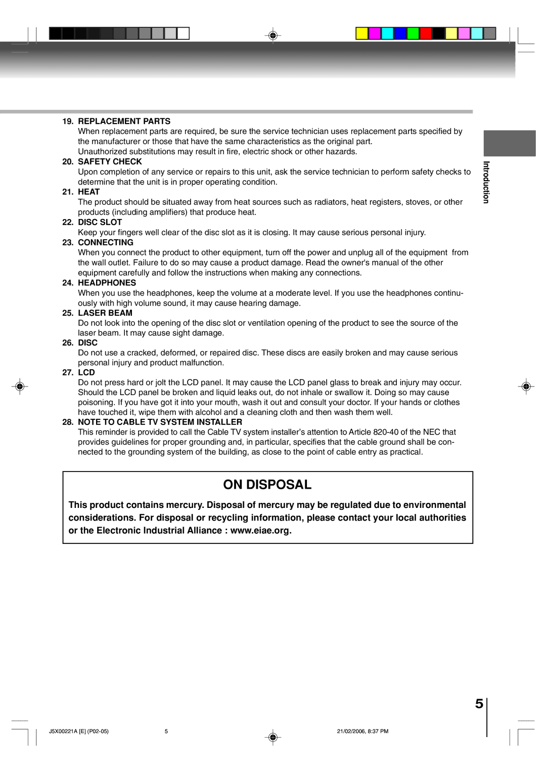 Toshiba 15DLV76 owner manual Replacement Parts, Safety Check, Disc Slot, Connecting Headphones, Laser Beam 