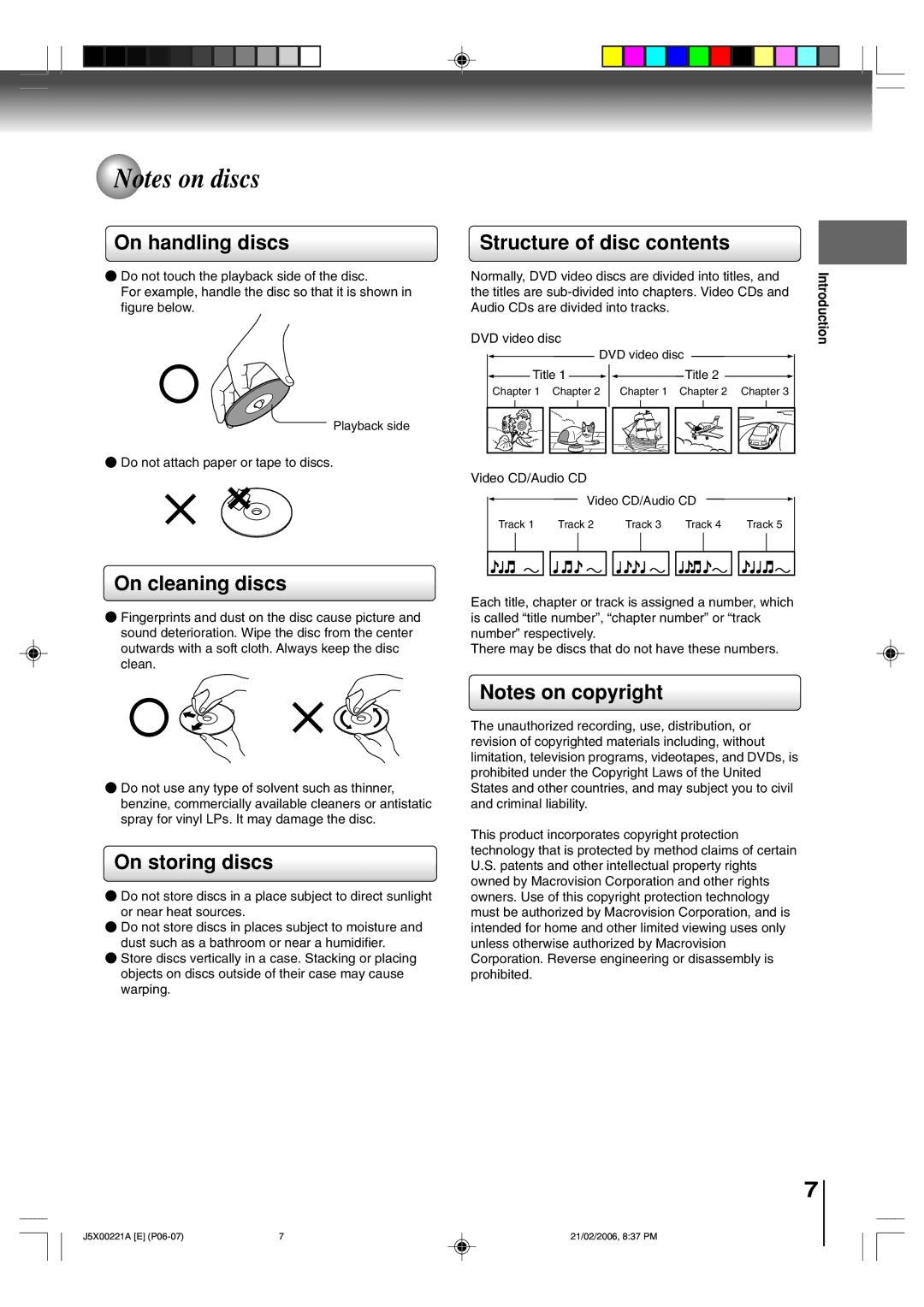 Toshiba 15DLV76 owner manual On handling discs, Structure of disc contents, On cleaning discs, On storing discs 