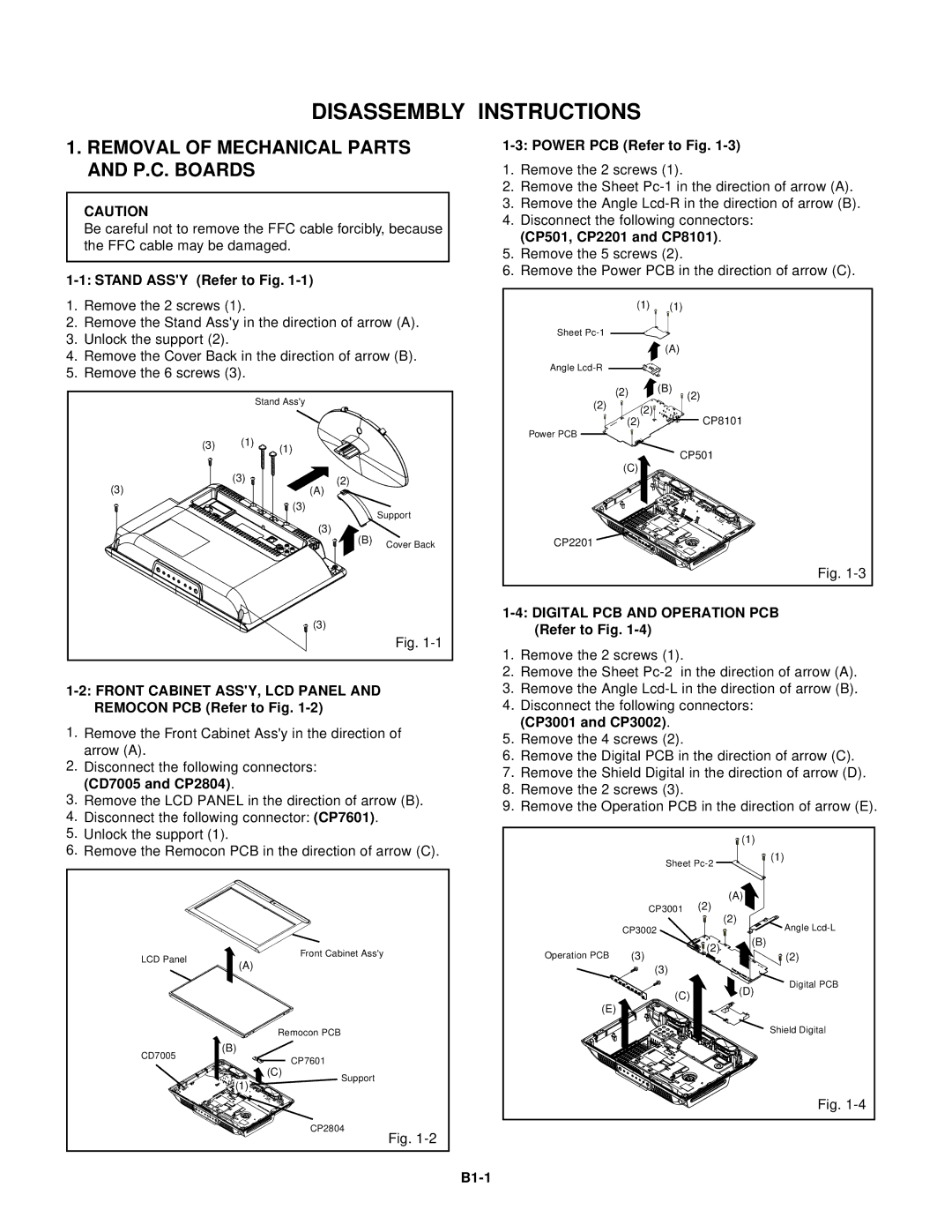 Toshiba 15LV505 service manual Disassembly Instructions 