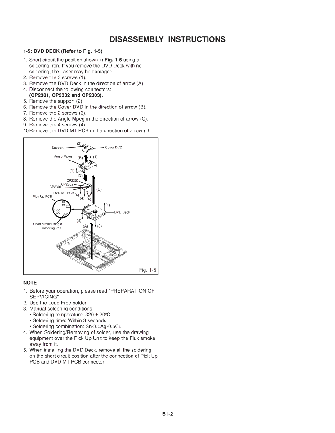 Toshiba 15LV505 service manual DVD Deck Refer to Fig, B1-2 