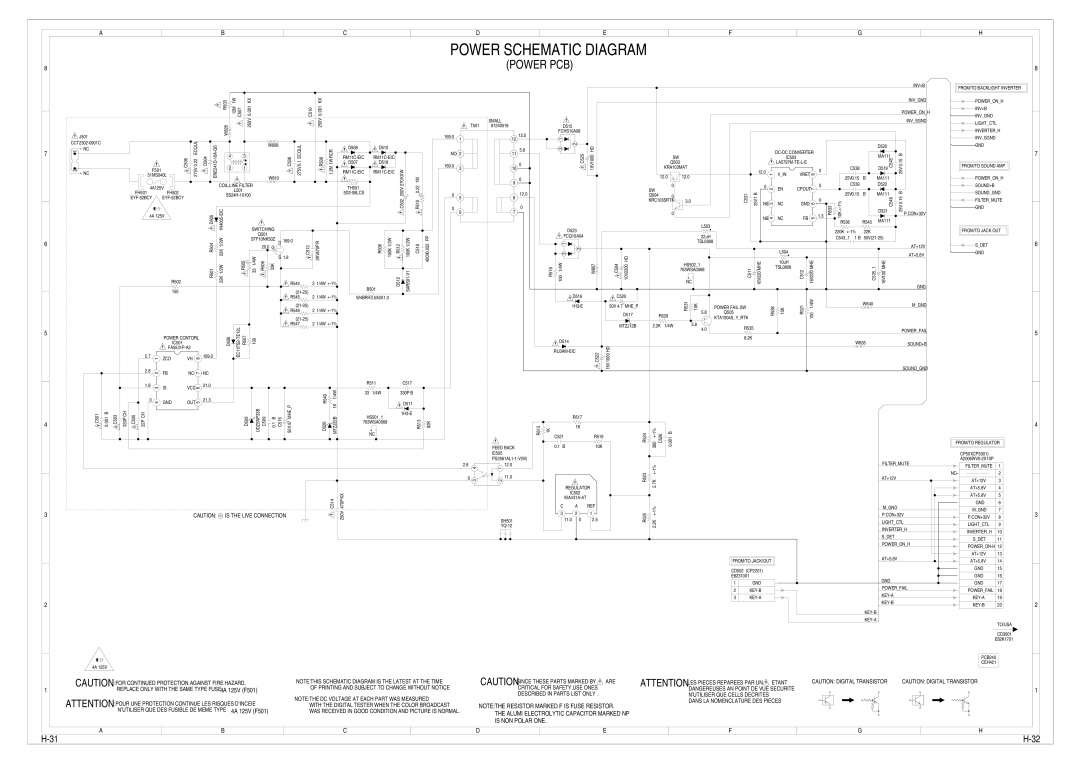 Toshiba 15LV505 service manual Power Schematic Diagram 