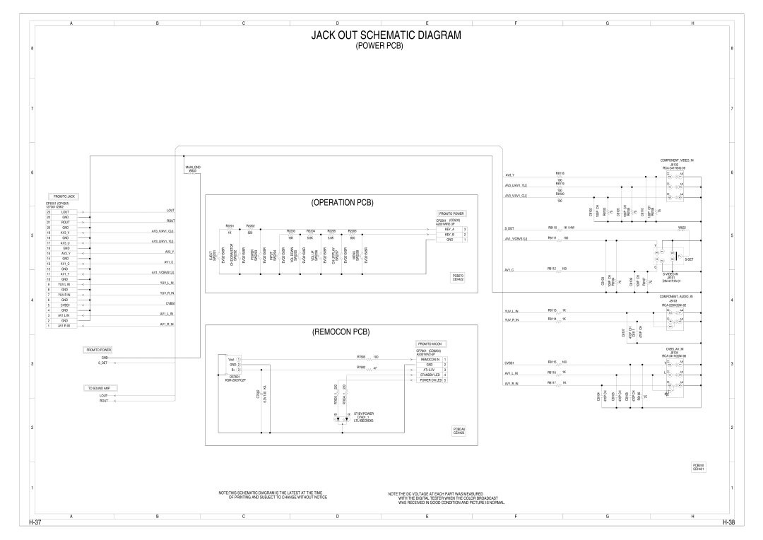 Toshiba 15LV505 service manual Jack OUT Schematic Diagram, Operation PCB 