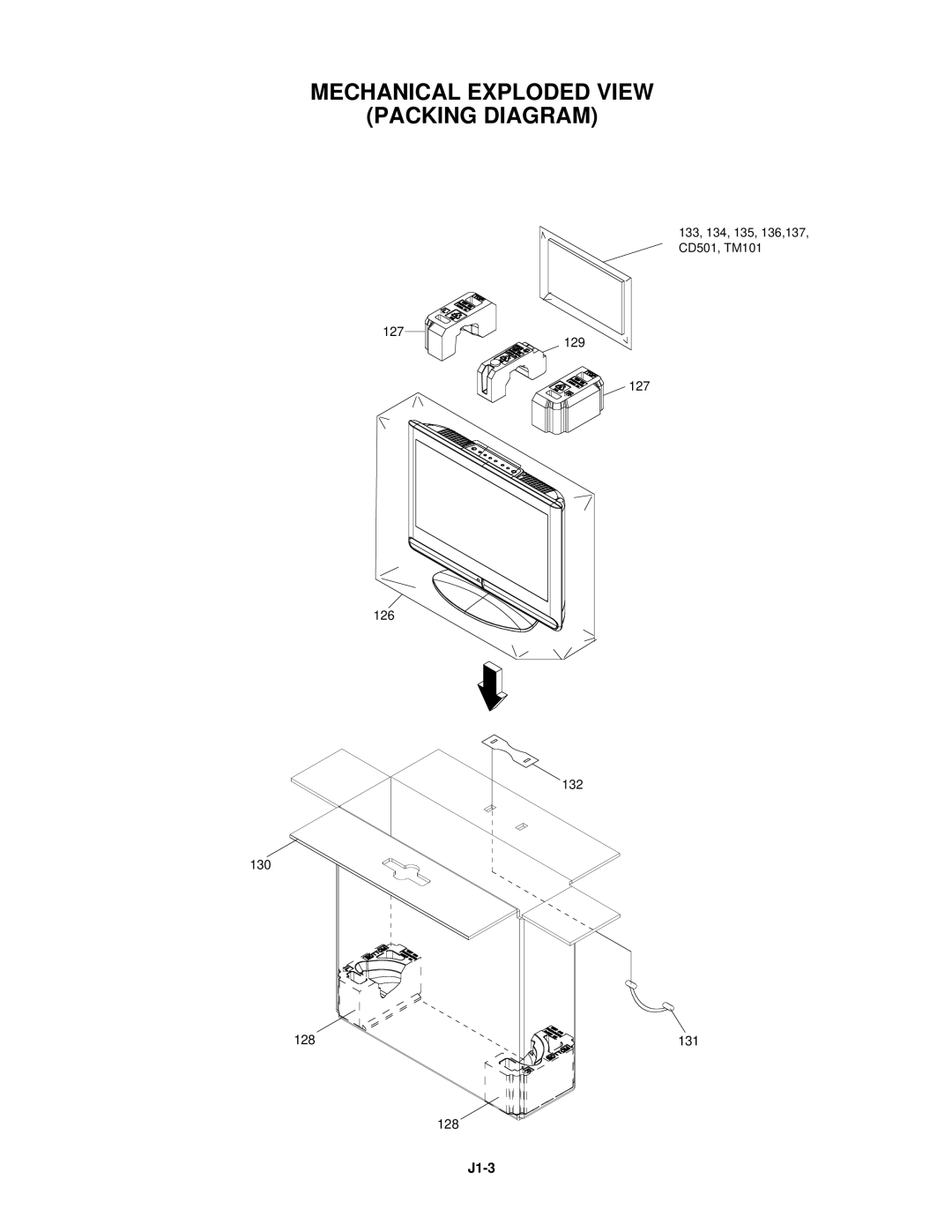 Toshiba 15LV505 service manual Mechanical Exploded View Packing Diagram, J1-3 