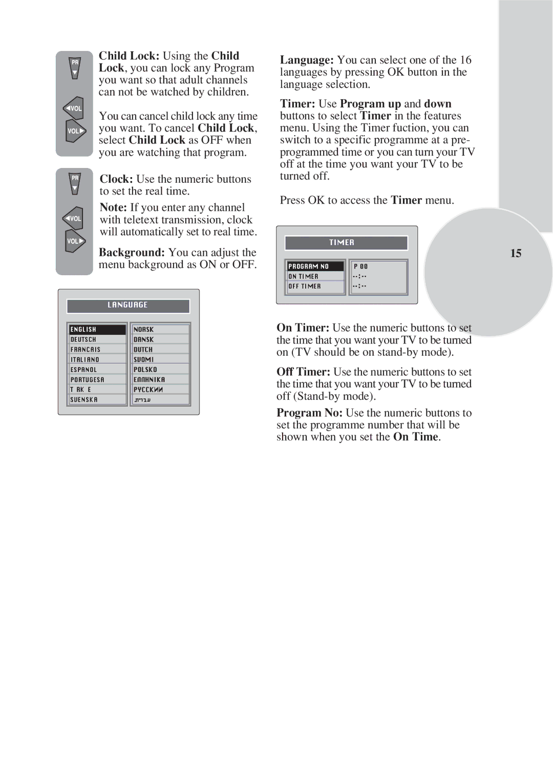 Toshiba 15VL33 owner manual Press OK to access the Timer menu 