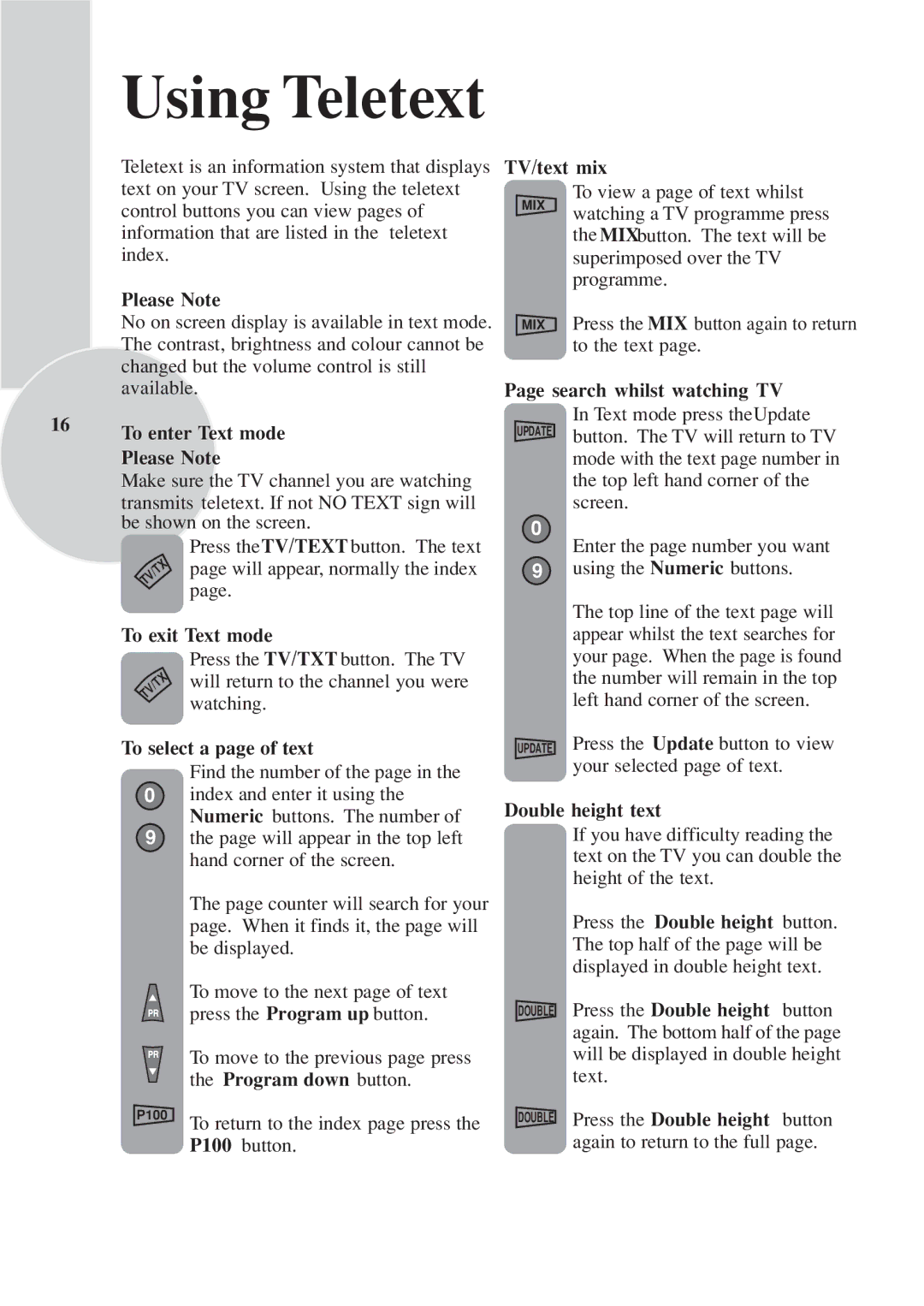 Toshiba 15VL33 owner manual Using Teletext 