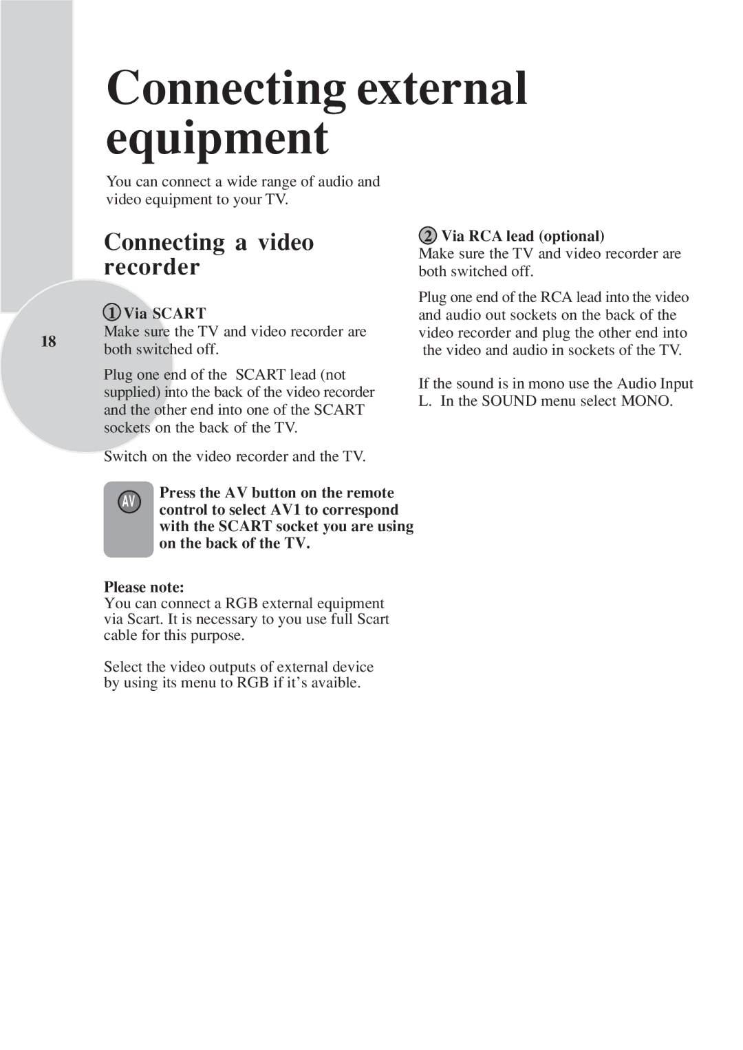 Toshiba 15VL33 owner manual Connecting external equipment, Connecting a video, Recorder 