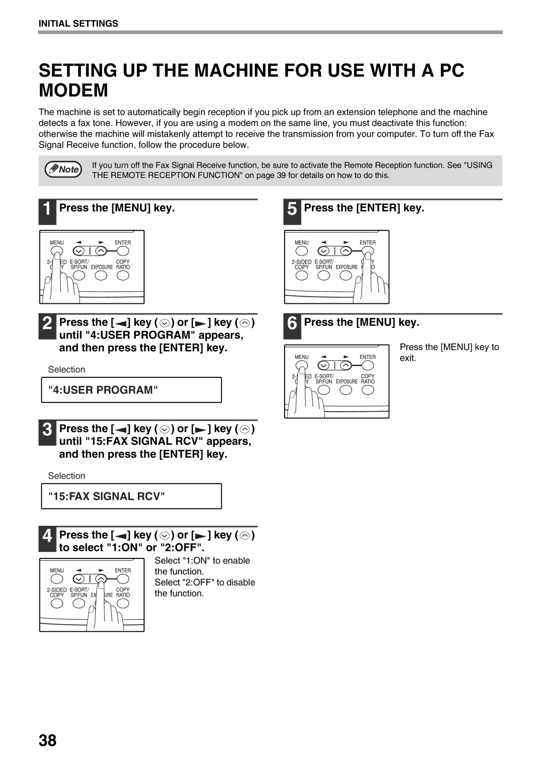 Toshiba 151D, 162D manual Setting UP the Machine for USE with a PC Modem, 15FAX Signal RCV 