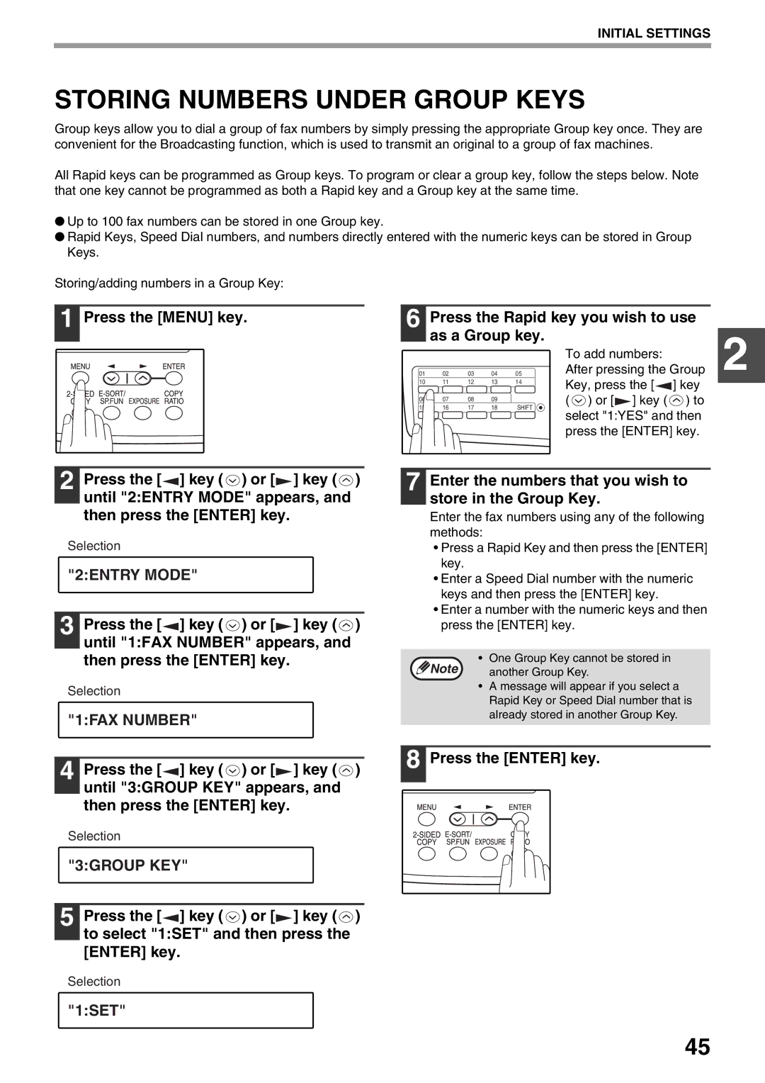 Toshiba 151, 162 Storing Numbers Under Group Keys, 3GROUP KEY, To add numbers After pressing the Group Key, press Or key 