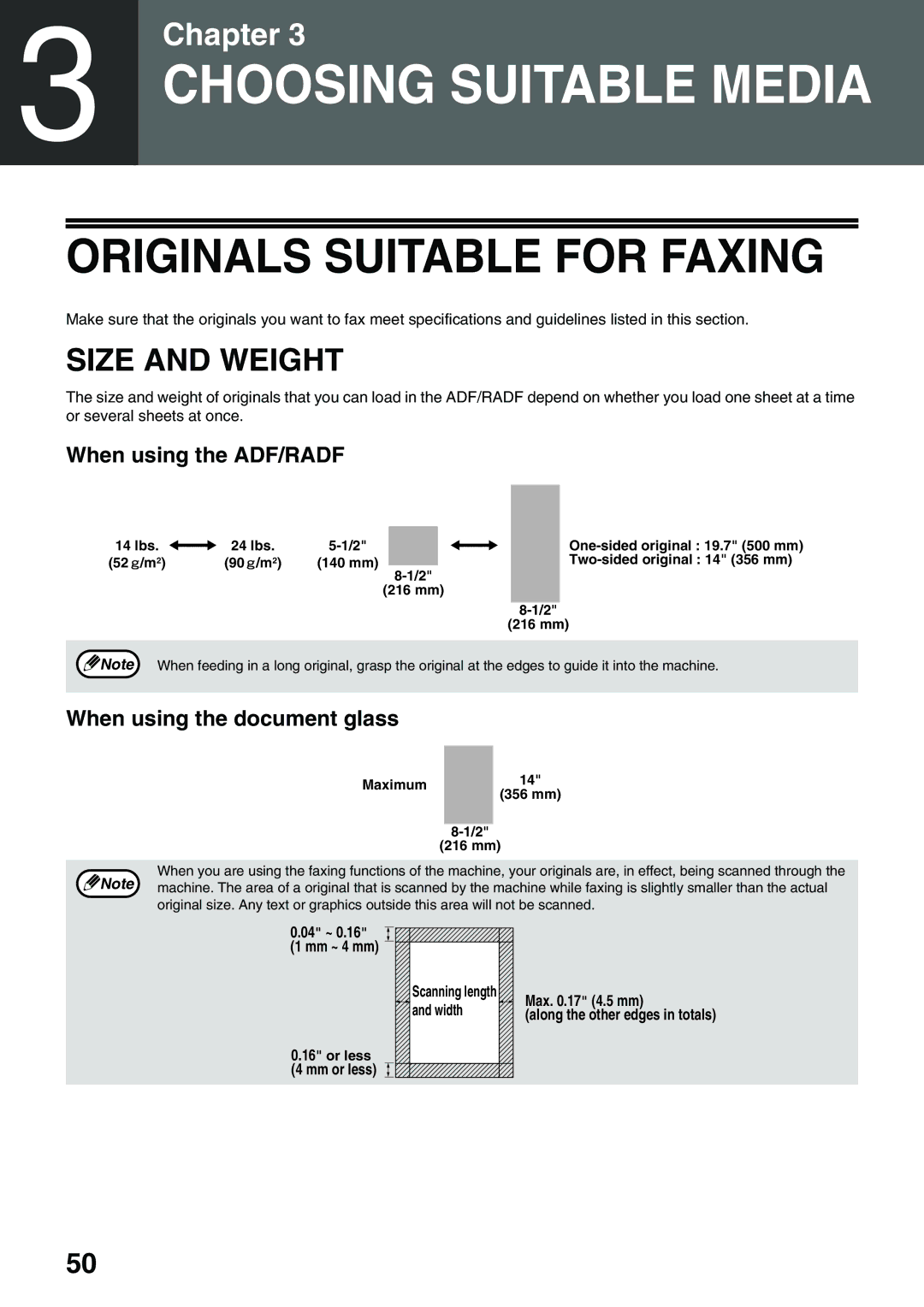 Toshiba 151D, 162 Originals Suitable for Faxing, Size and Weight, When using the ADF/RADF, When using the document glass 