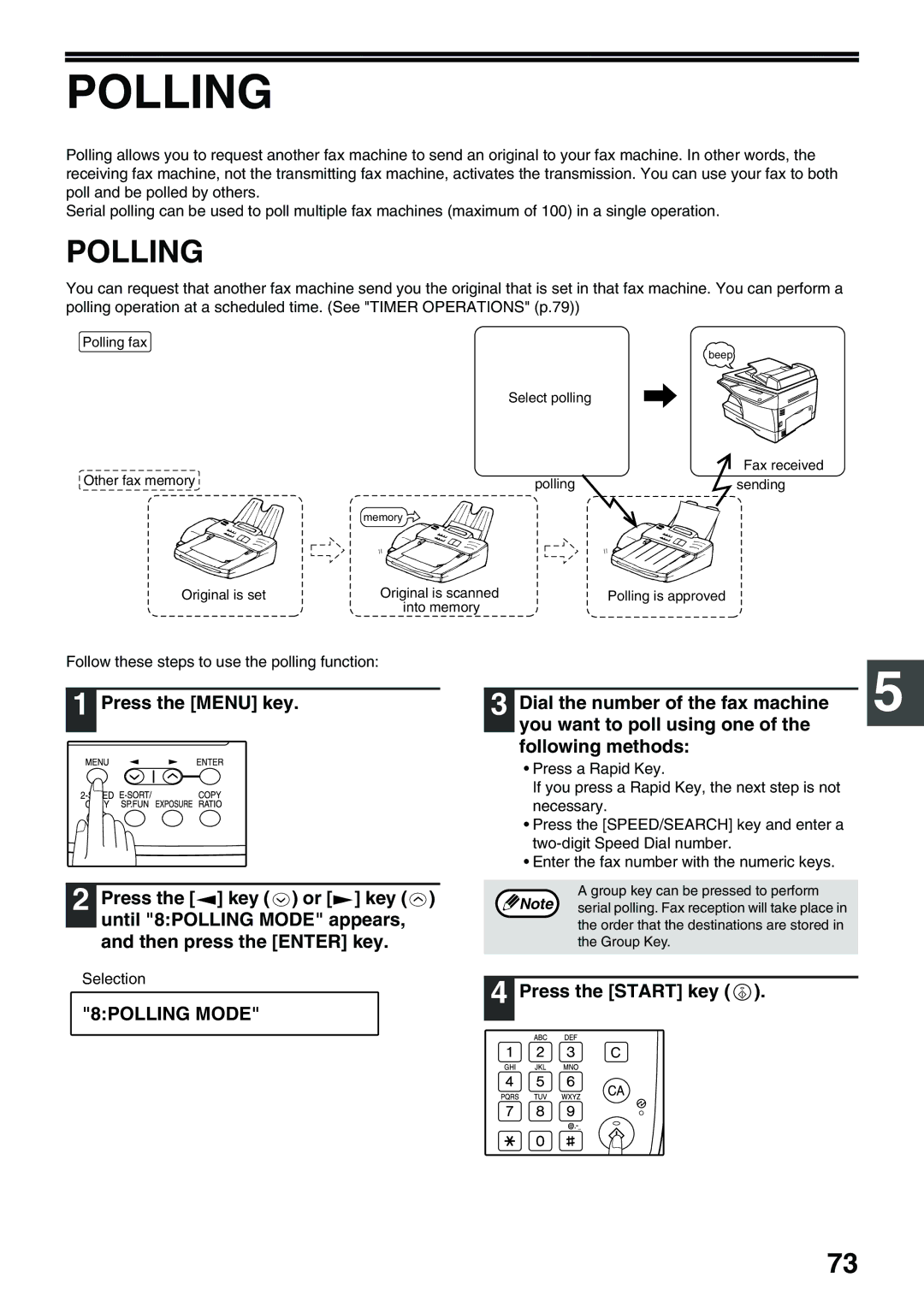 Toshiba 151D, 162D manual Polling, 8POLLING Mode, Dial the number of the fax machine 