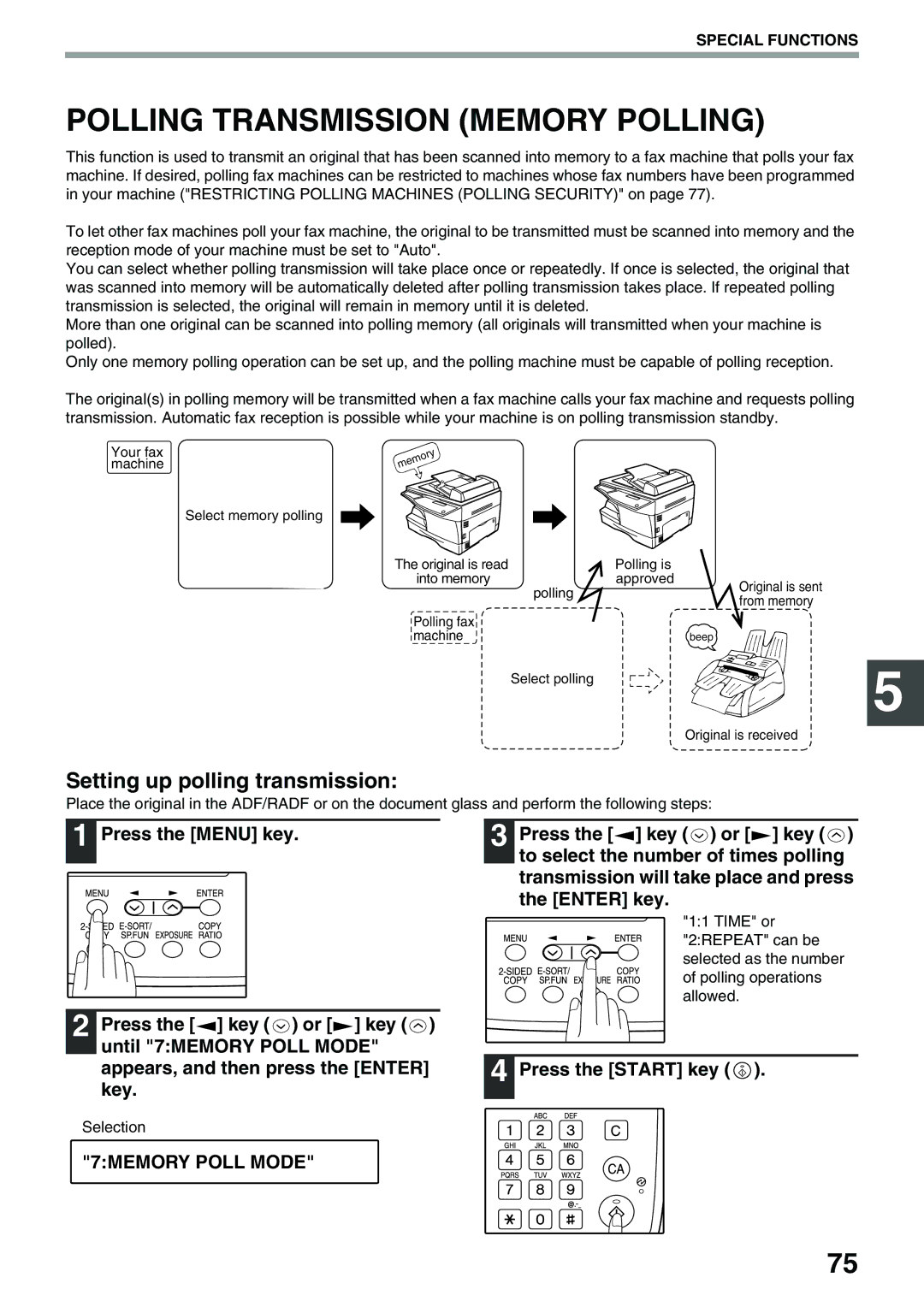 Toshiba 162D, 151D manual Polling Transmission Memory Polling, Setting up polling transmission, 7MEMORY Poll Mode 