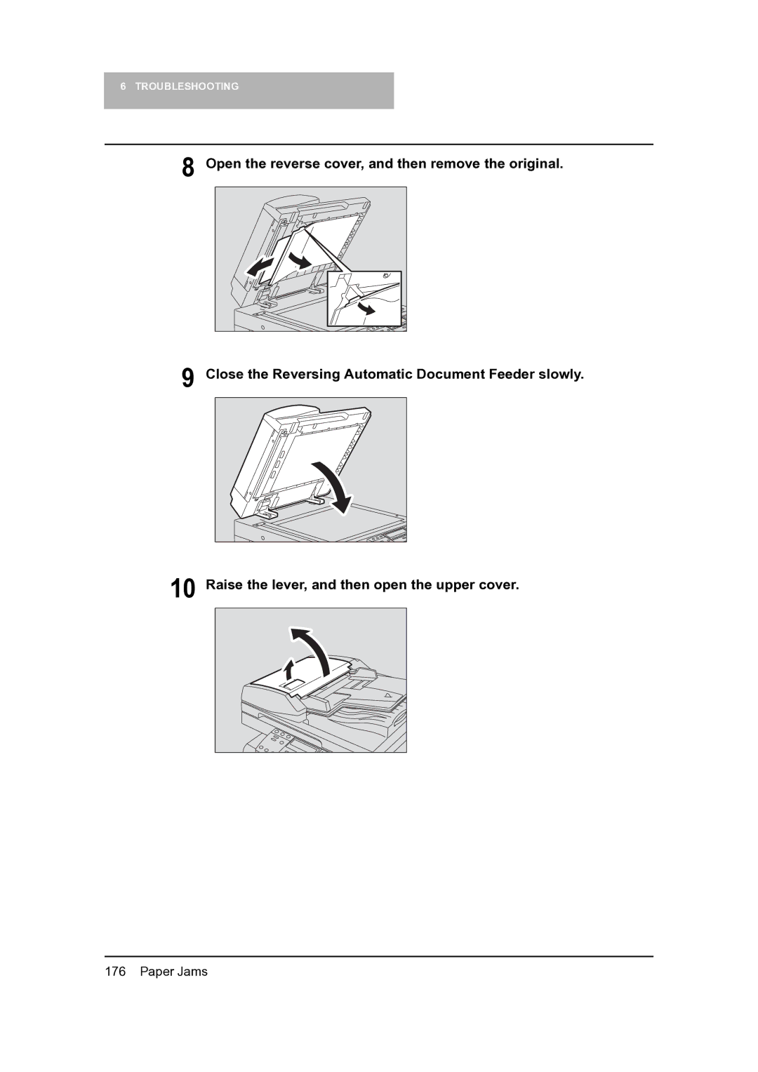 Toshiba 165, 205 manual Paper Jams 