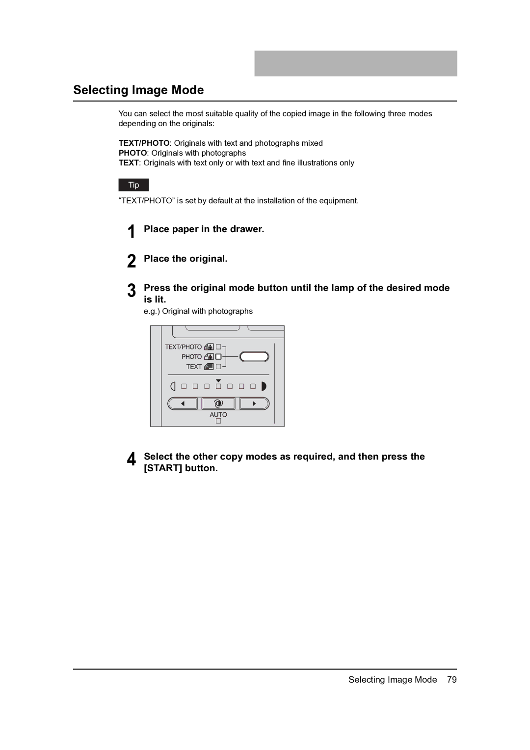 Toshiba 205, 165 manual Selecting Image Mode 