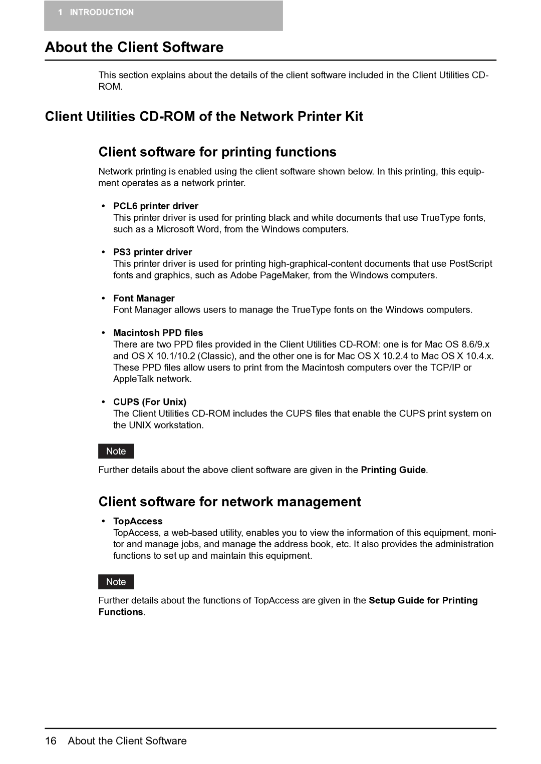 Toshiba 165 quick start About the Client Software, Client software for network management 