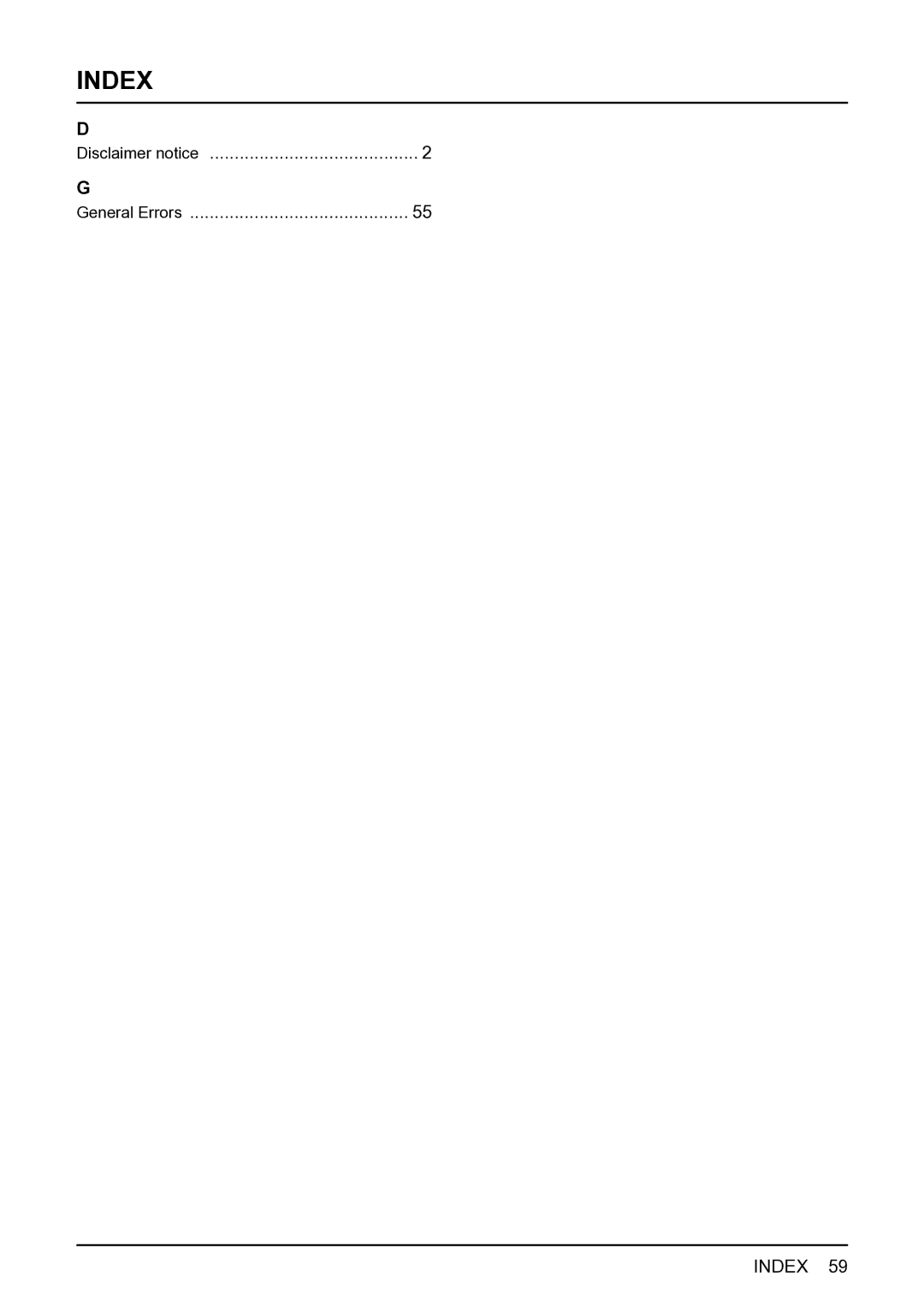 Toshiba 165 quick start Index 