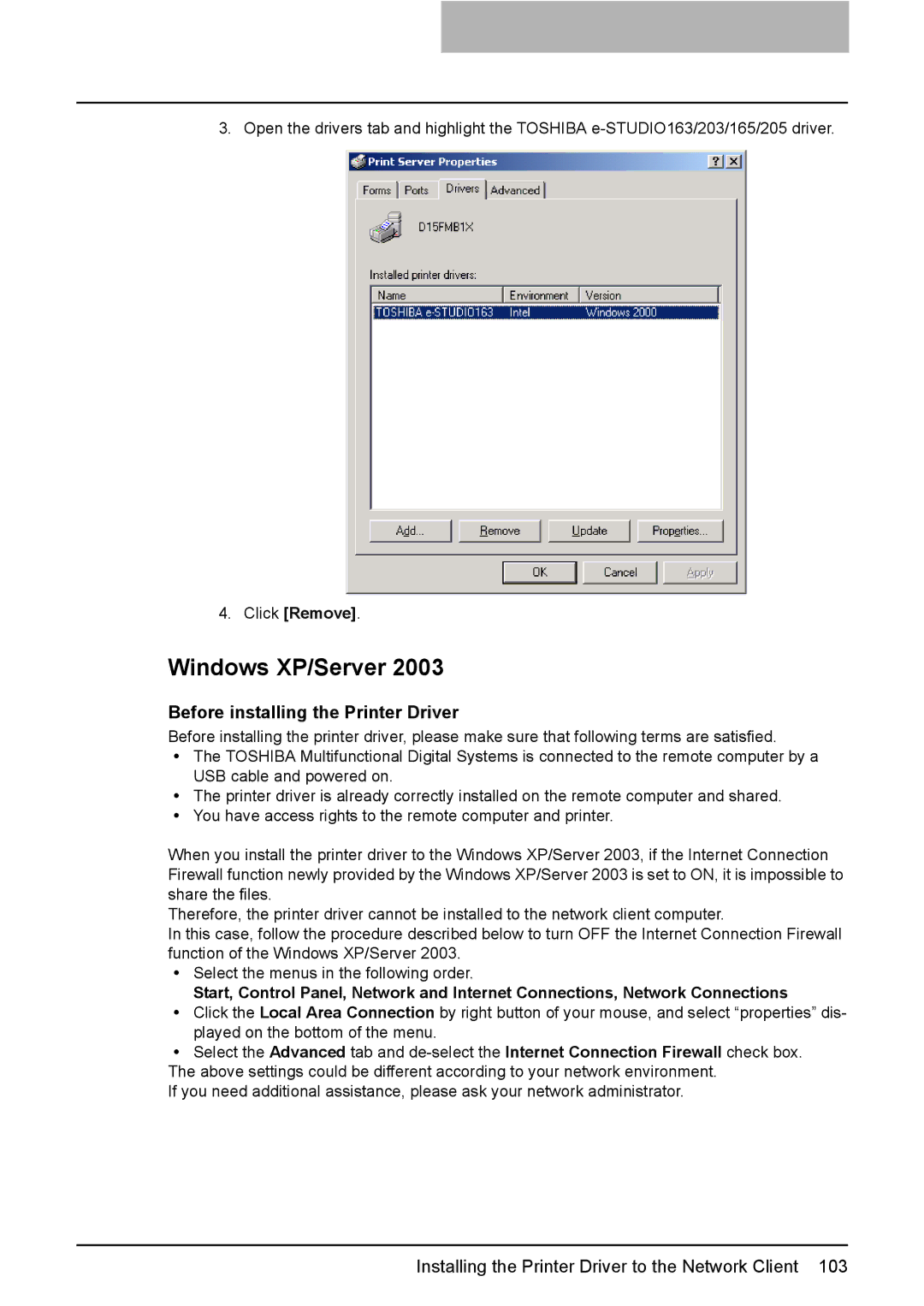 Toshiba 165/205 manual Before installing the Printer Driver 