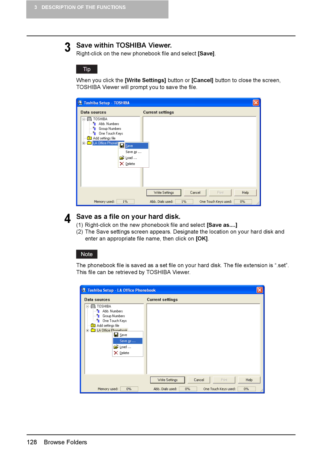 Toshiba 165/205 manual Save within Toshiba Viewer, Save as a file on your hard disk 