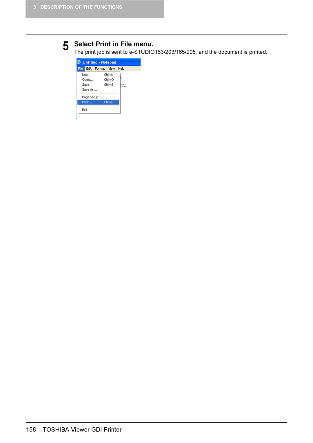 Toshiba 165/205 manual Select Print in File menu 