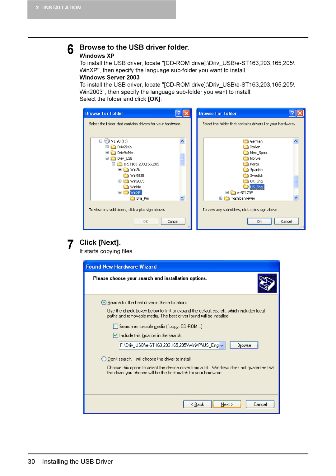 Toshiba 165/205 manual Windows XP 