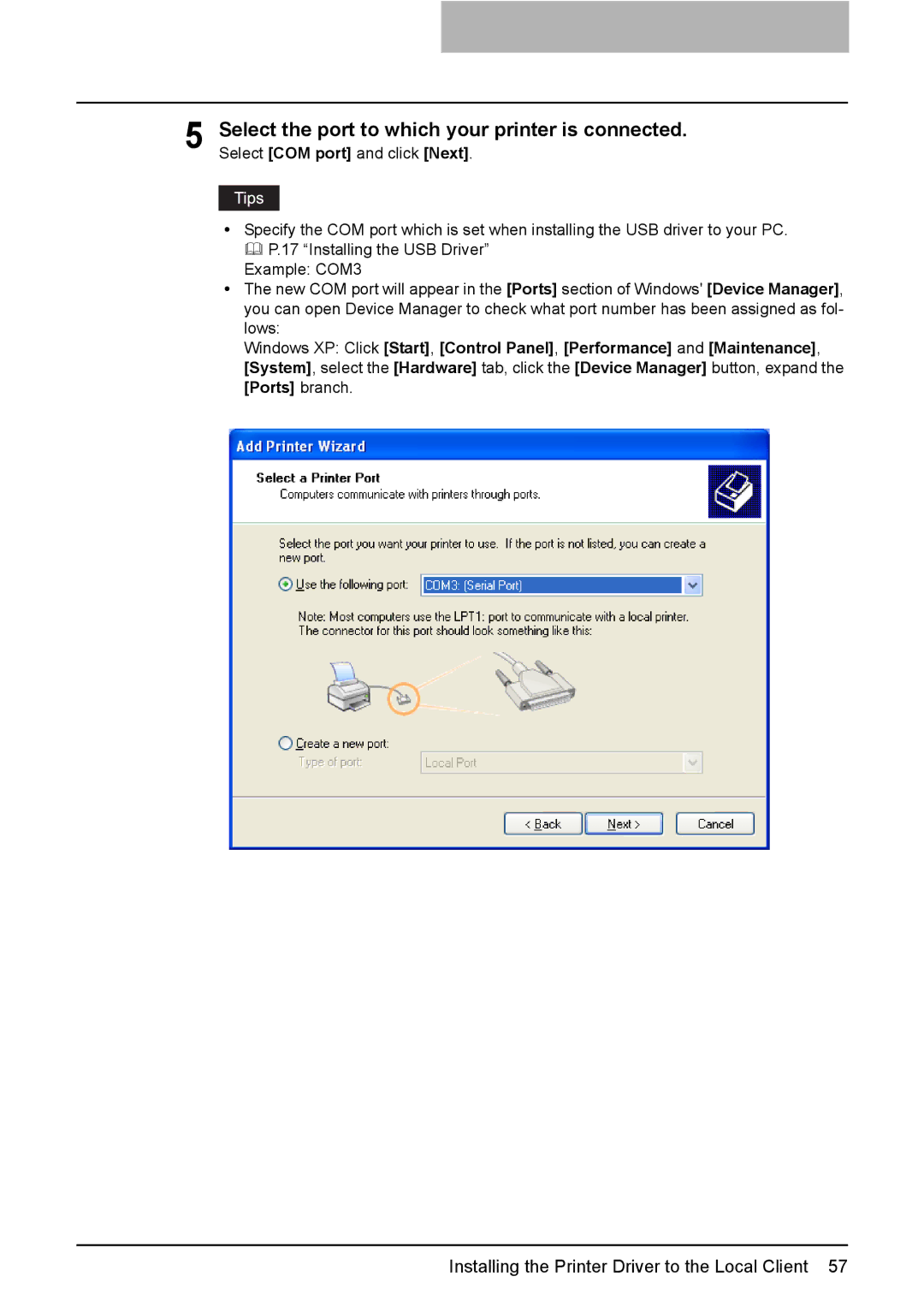 Toshiba 165/205 manual Installing the Printer Driver to the Local Client 