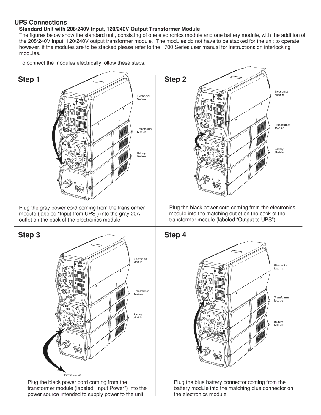 Toshiba 1700 Series important safety instructions Step, UPS Connections 