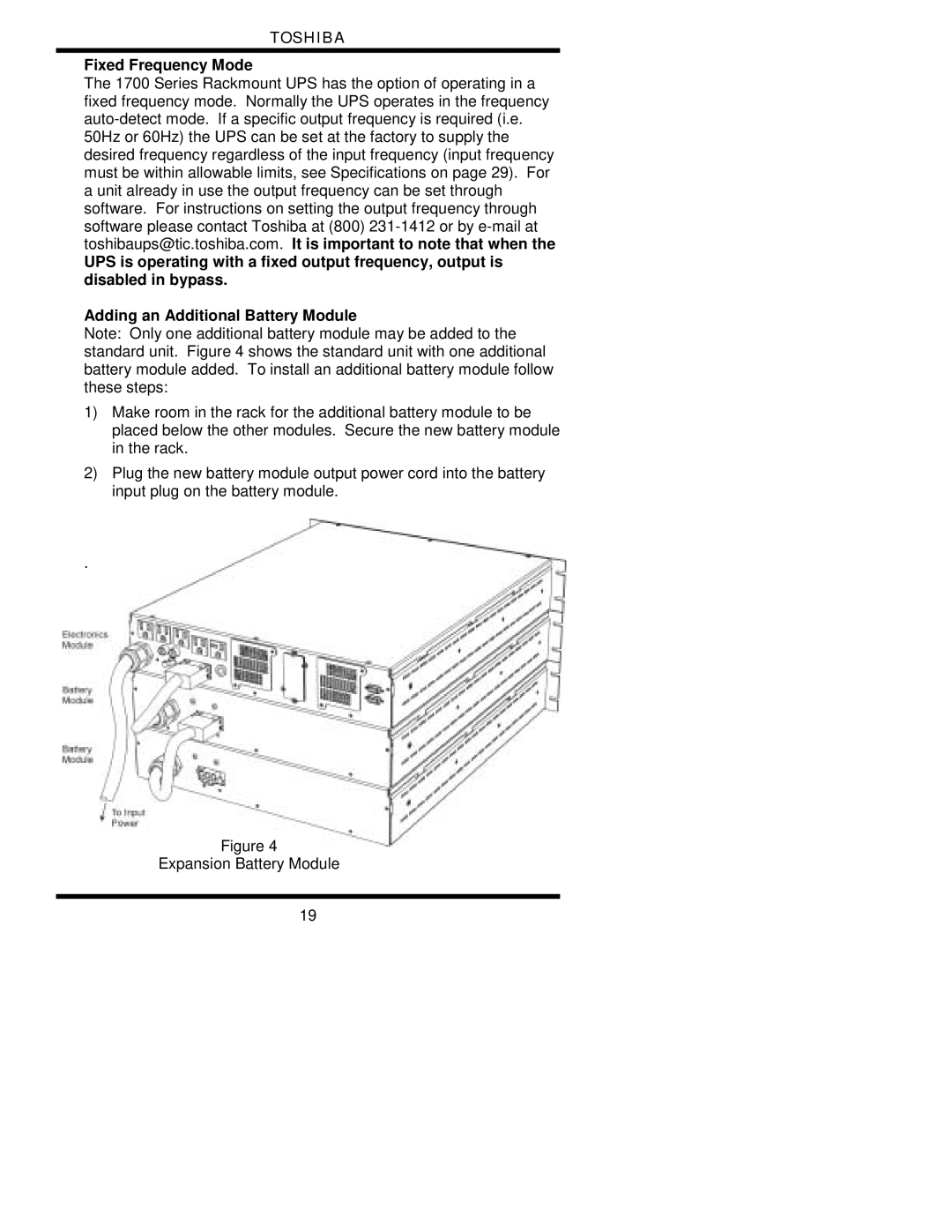 Toshiba 1700 user manual Fixed Frequency Mode 