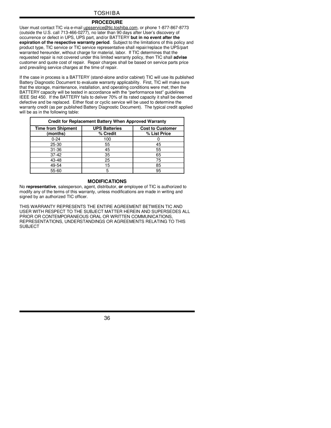 Toshiba 1700 user manual Procedure 