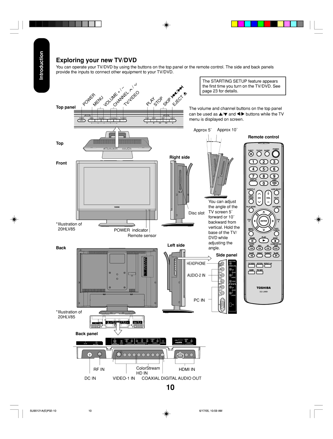 Toshiba 17HLV85 appendix Exploring your new TV/DVD 