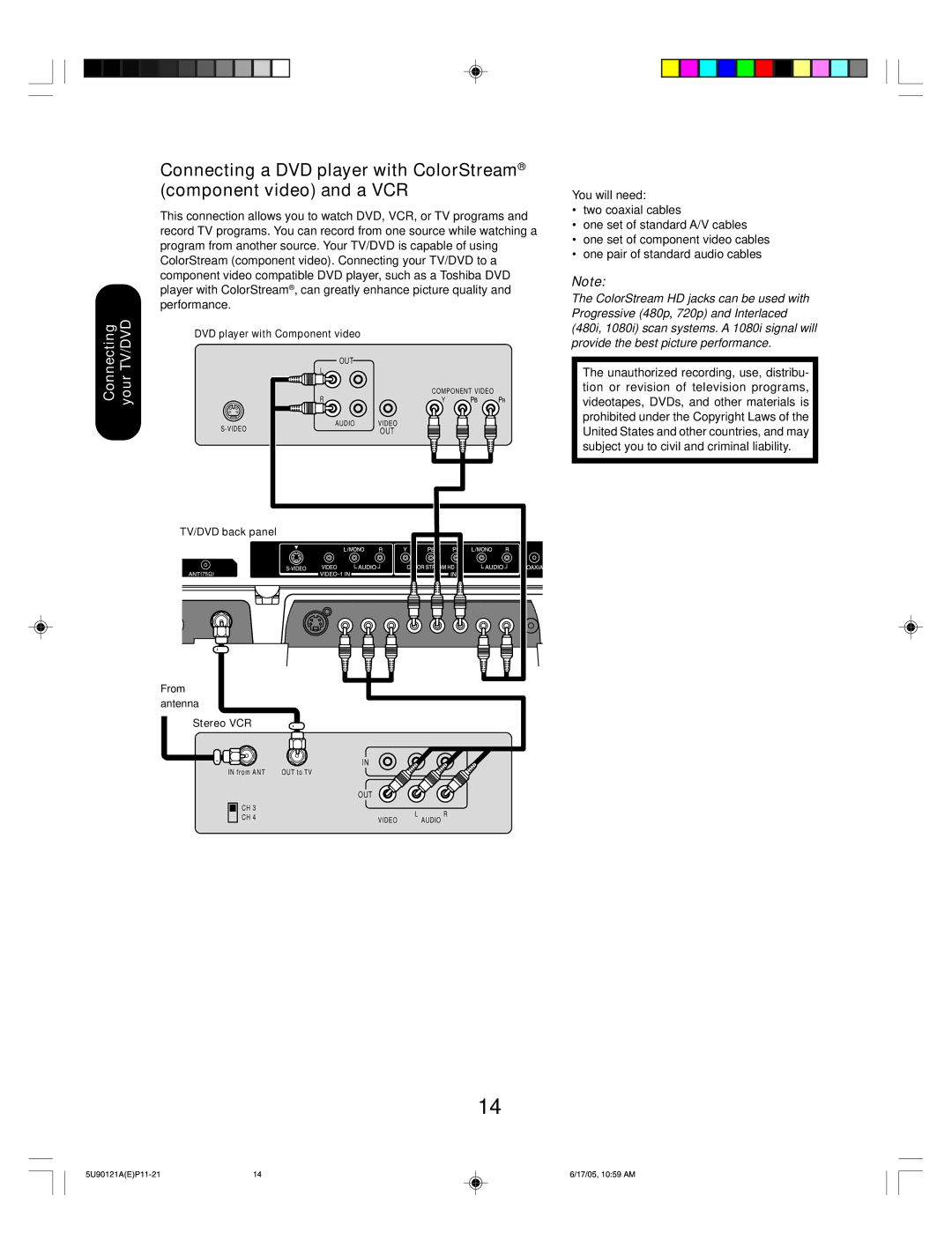 Toshiba 17HLV85 appendix Stereo VCR 