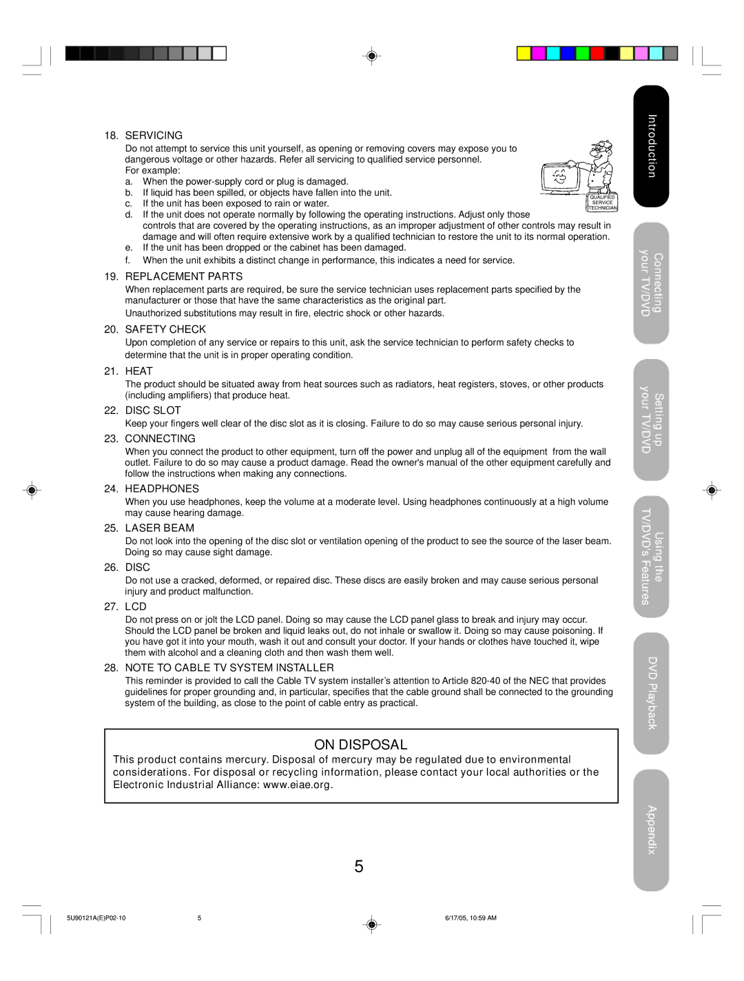 Toshiba 17HLV85 appendix Heat, Disc, Lcd 